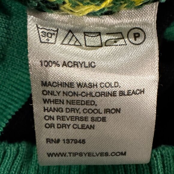 Tipsy Elves Green Elf Christmas Sweater Youth Small Holiday Knit - Picture 5 of 6